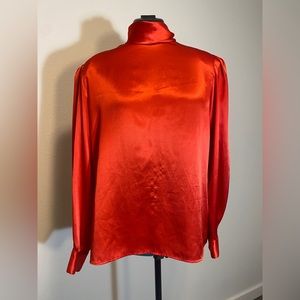 Vintage Lloyd Williams Button Up Satin Turtleneck Blouse